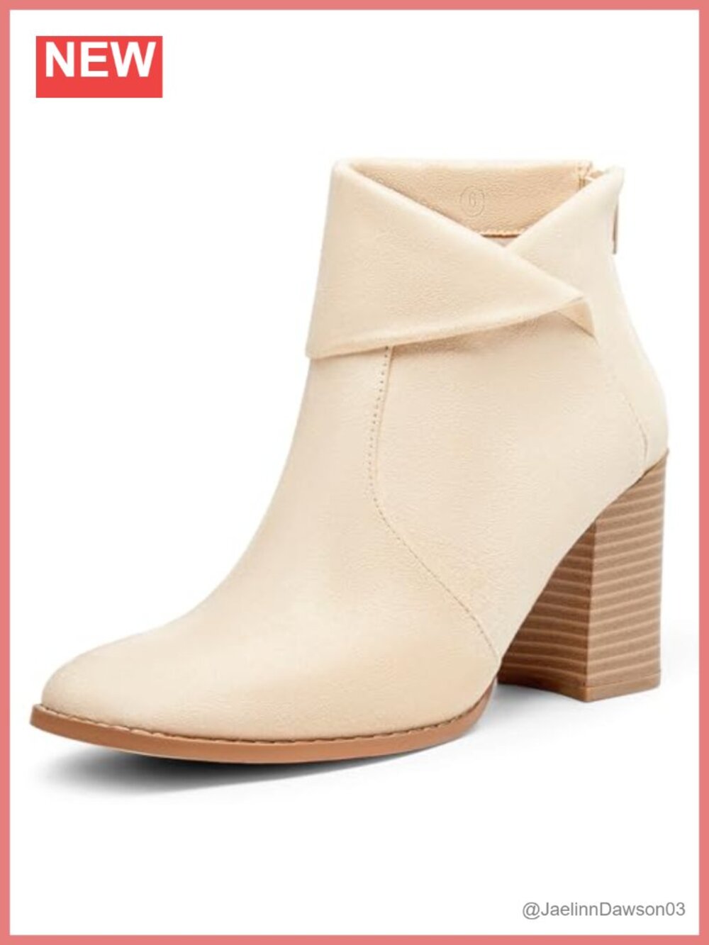 Women's Square Toe Ankle Boots Chunky Stacked Heel Slip On Criss Cross Zipper